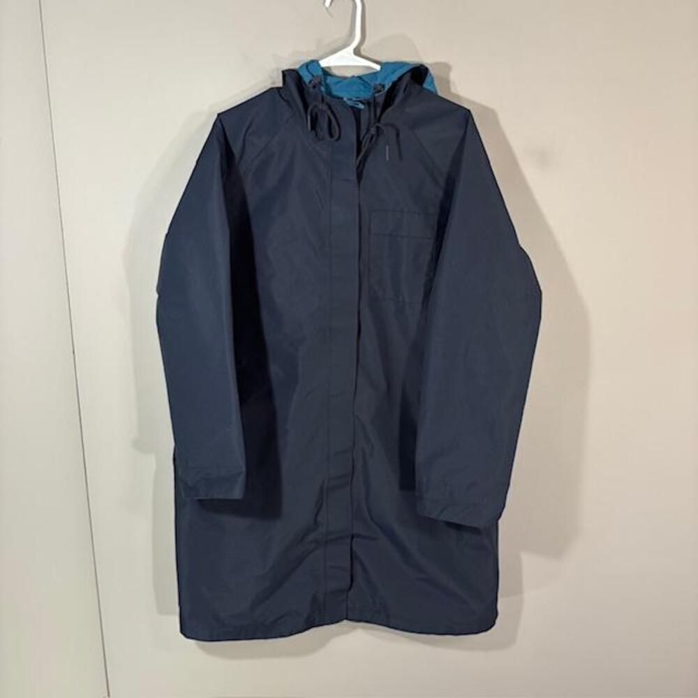 Seasalt Cornwall Raincoat Womens 10 Blue Two Paths Reversible Hooded Waterproof